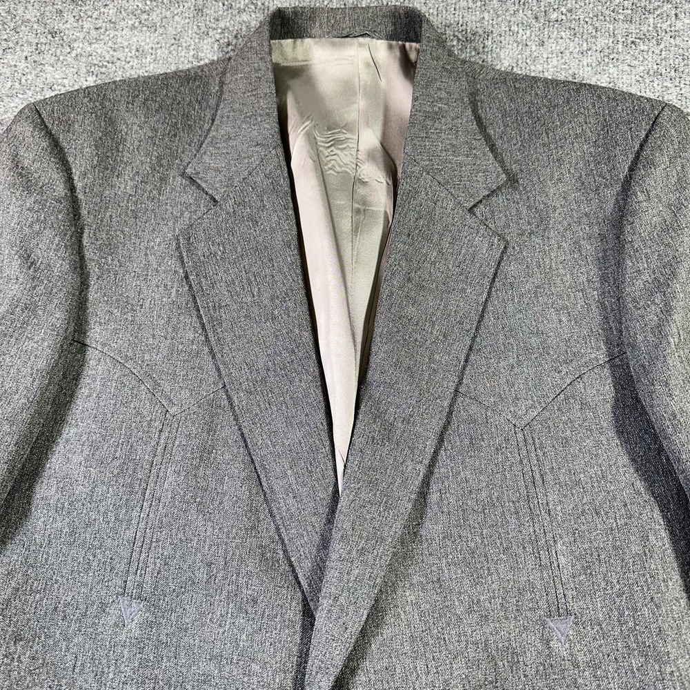 Vintage Circle S Blazer Jacket 44R Gray Smiley Western Cowboy Rodeo Made in USA - Picture 2 of 14